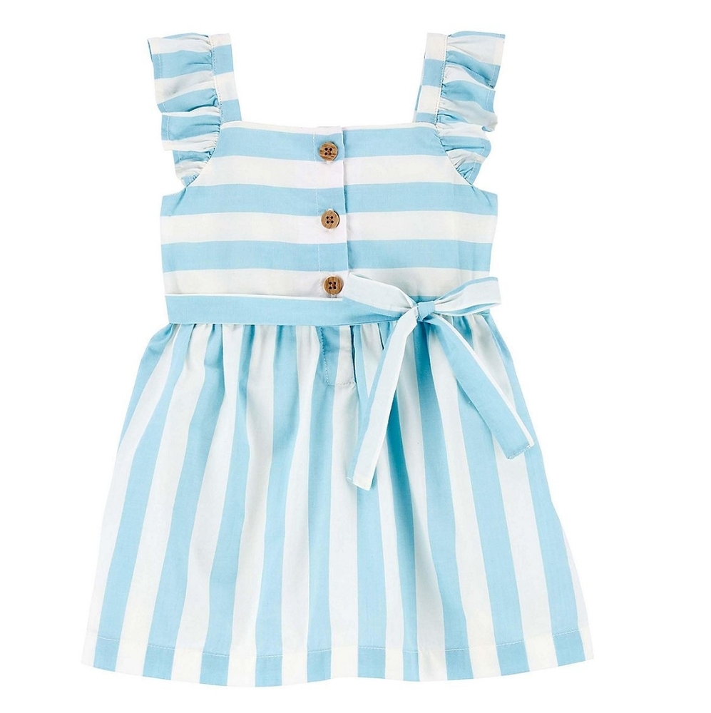 Carter's Blue and White Striped Dress with Ruffle Straps